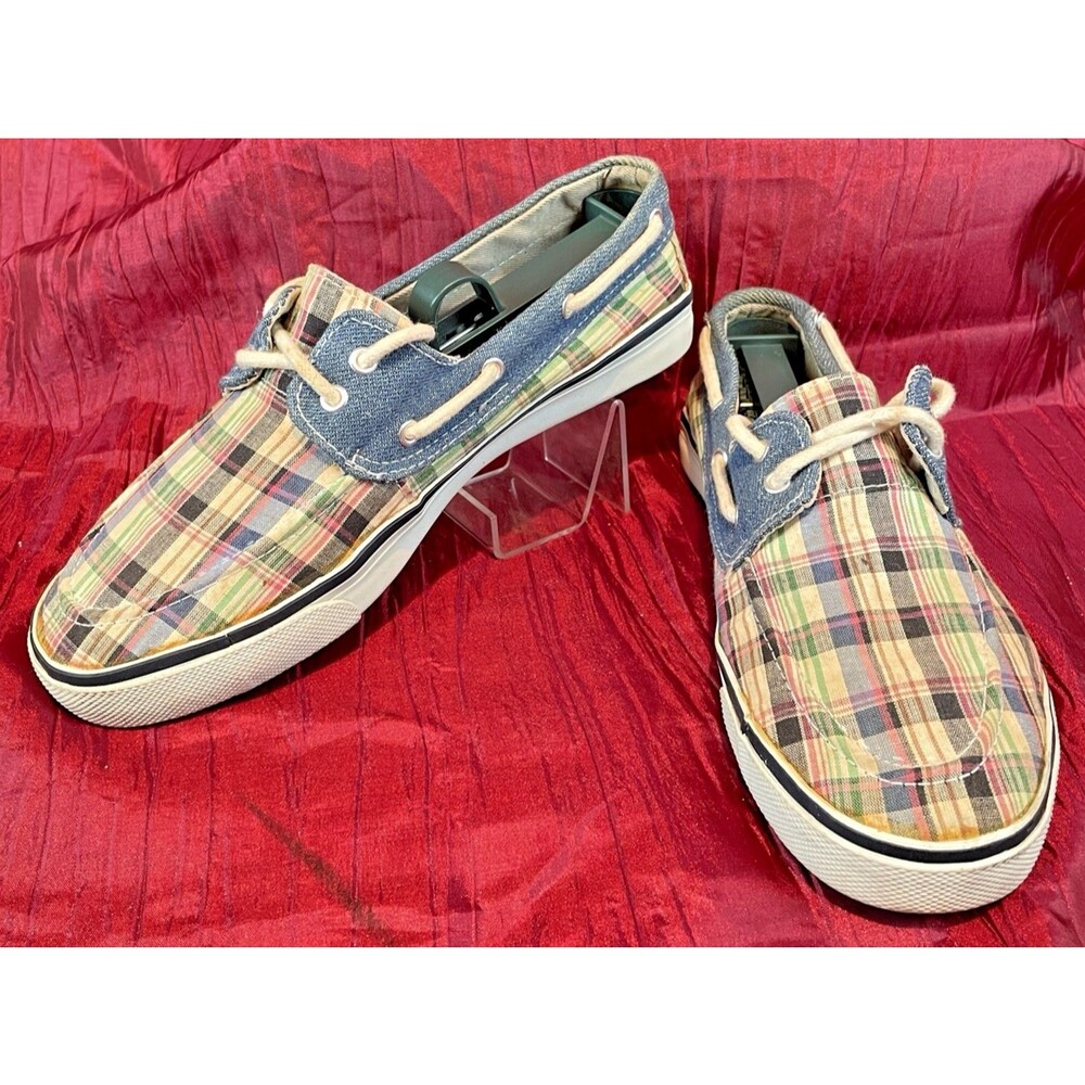 Womens Vntg Ellemenno Plaid Canvas Sneakers Boat  Shoes sz 8